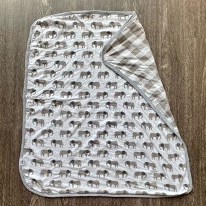 MudPie gray elephants plaid blanket